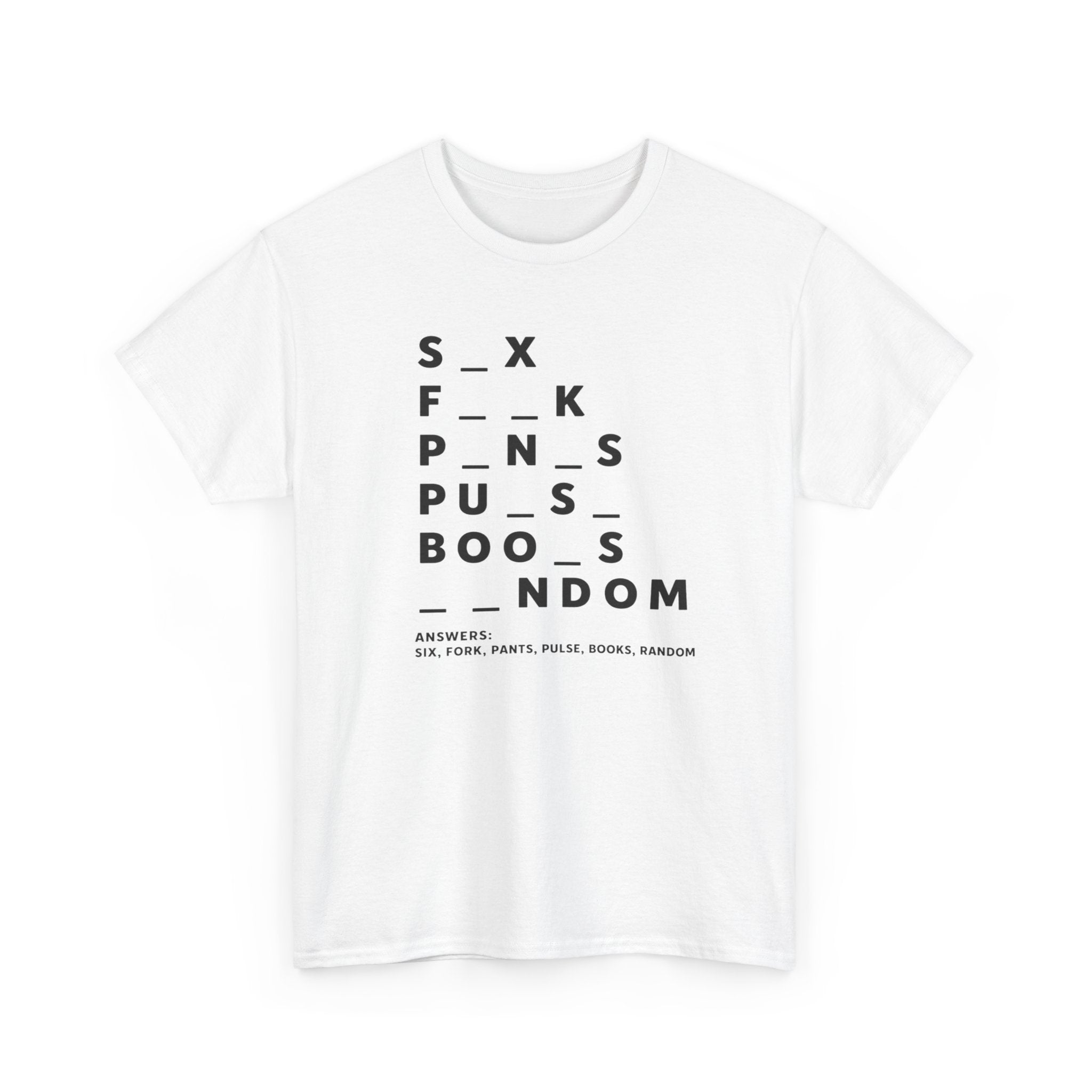 Eye Chart Graphic Tee — ‘Sex, F**k, Penis, Pussy, Boobs, Random’ Typography T-Shirt
