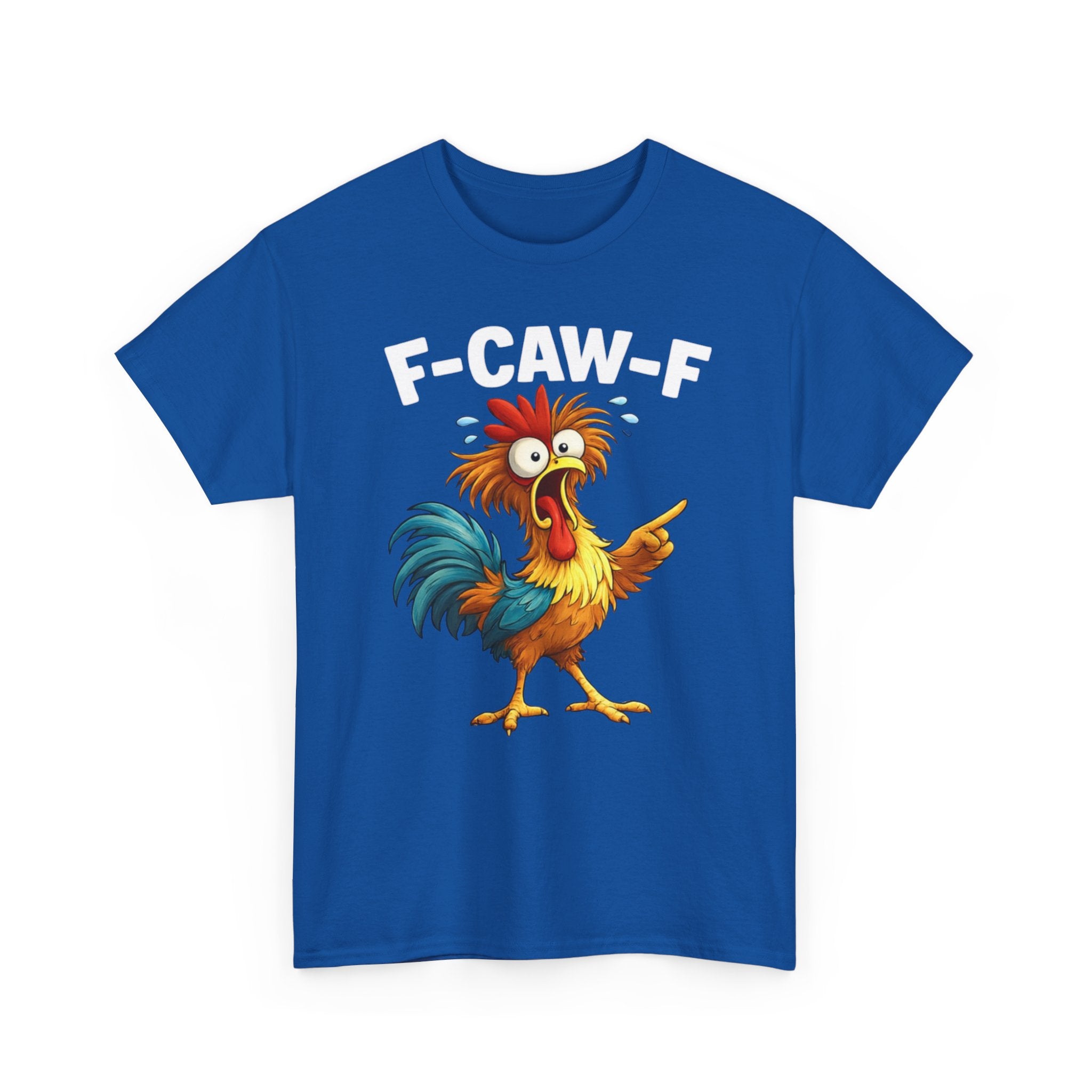 Rooster Graphic Tee — Funny 'F-CAW-F' Chicken Cartoon T-Shirt