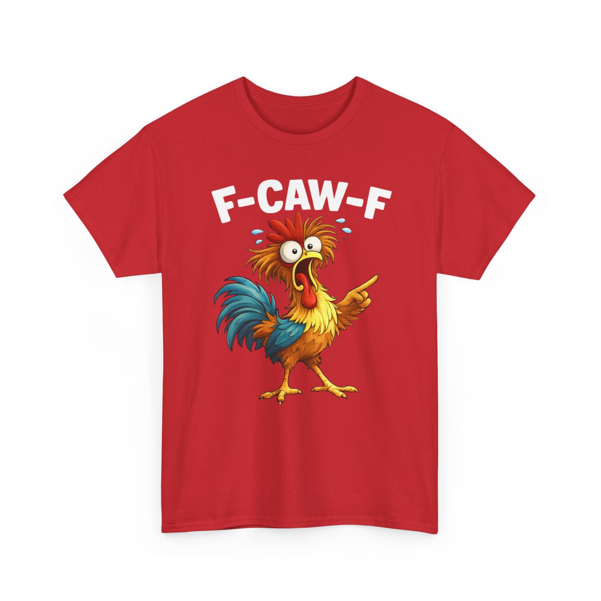 Rooster Graphic Tee — Funny 'F-CAW-F' Chicken Cartoon T-Shirt