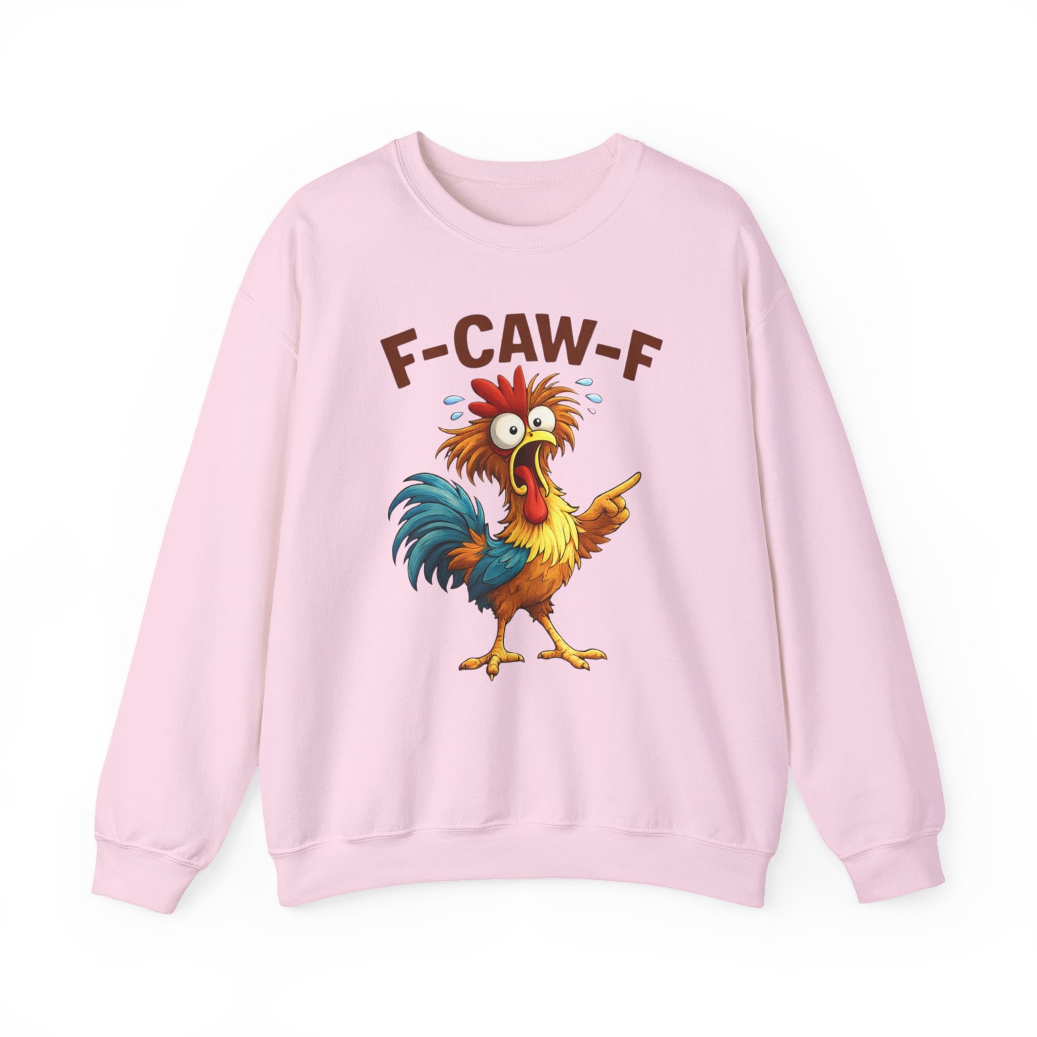 Rooster Graphic Sweatshirt - "F-CAW-F" Funny Chicken Crewneck