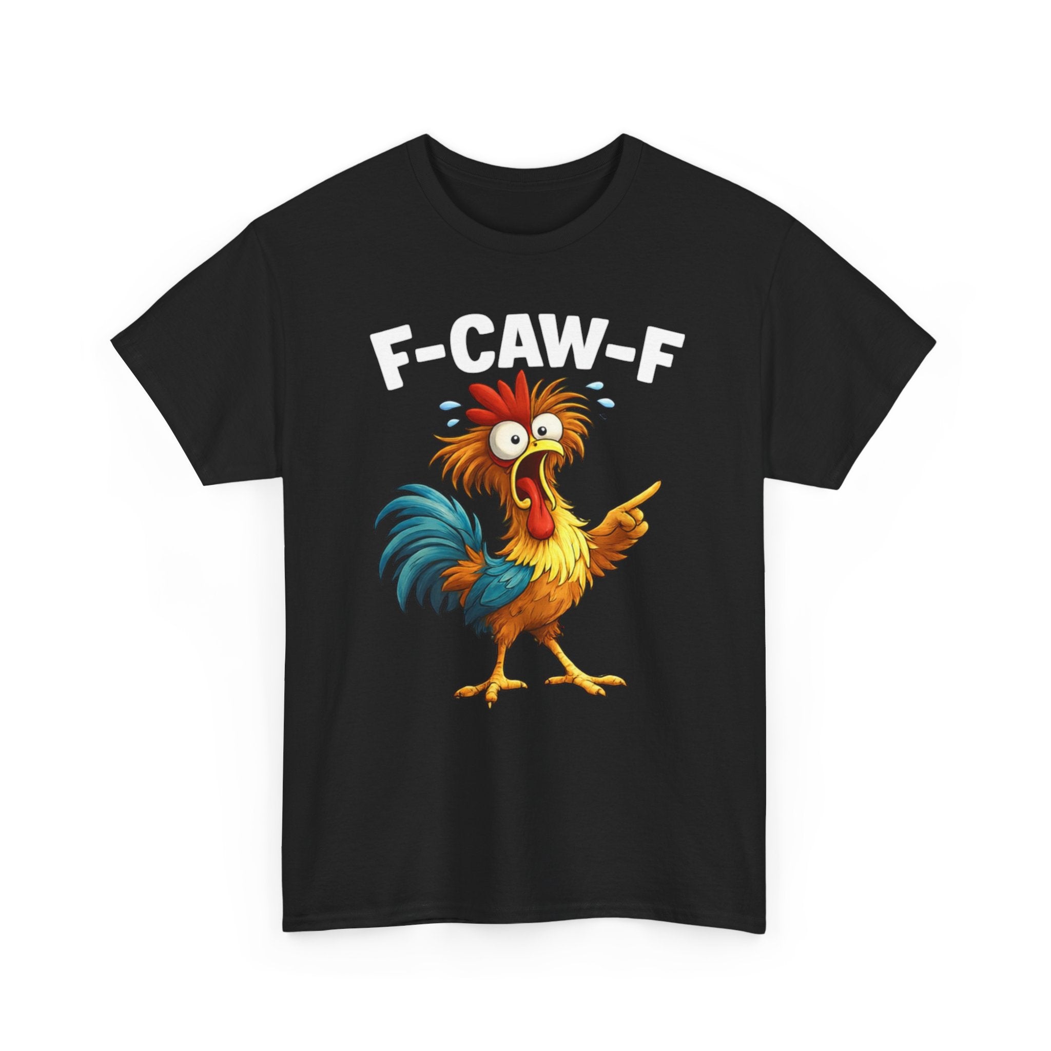 Rooster Graphic Tee — Funny 'F-CAW-F' Chicken Cartoon T-Shirt