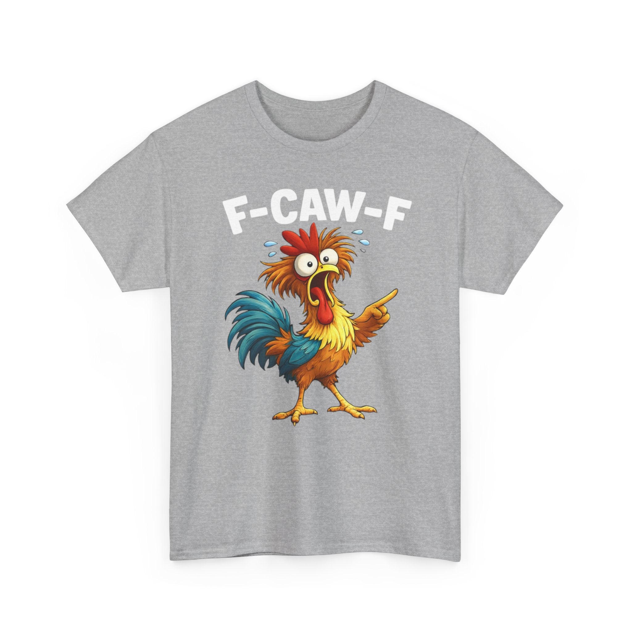 Rooster Graphic Tee — Funny 'F-CAW-F' Chicken Cartoon T-Shirt
