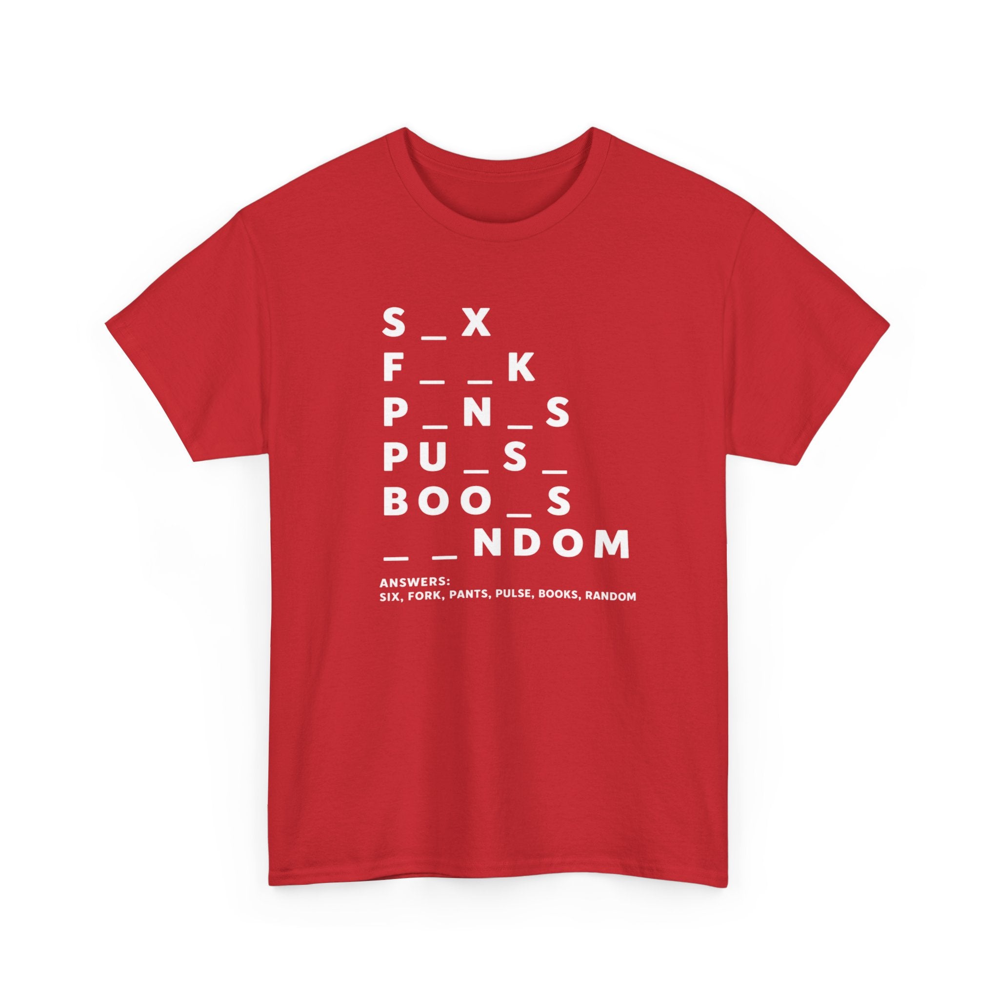 Eye Chart Graphic Tee — ‘Sex, F**k, Penis, Pussy, Boobs, Random’ Typography T-Shirt
