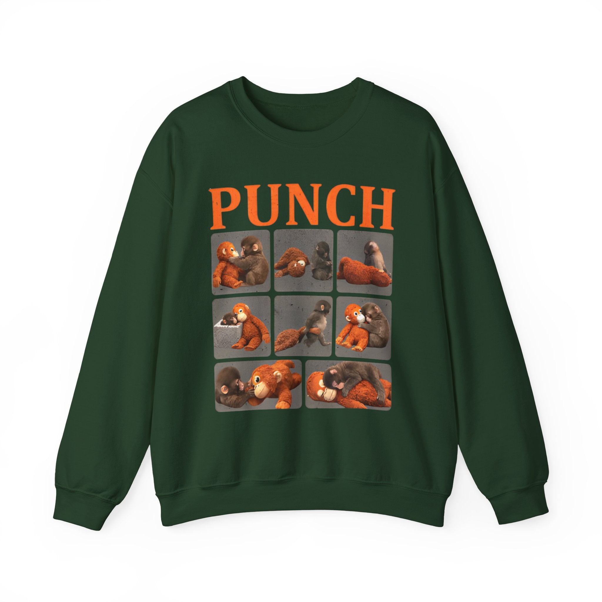 Sweatshirt — Retro 'PUNCH' Boxing Bear Photo-Grid Crewneck