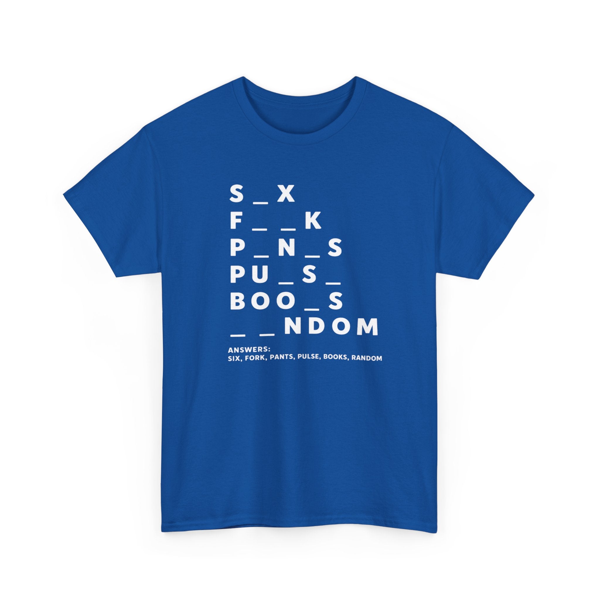 Eye Chart Graphic Tee — ‘Sex, F**k, Penis, Pussy, Boobs, Random’ Typography T-Shirt