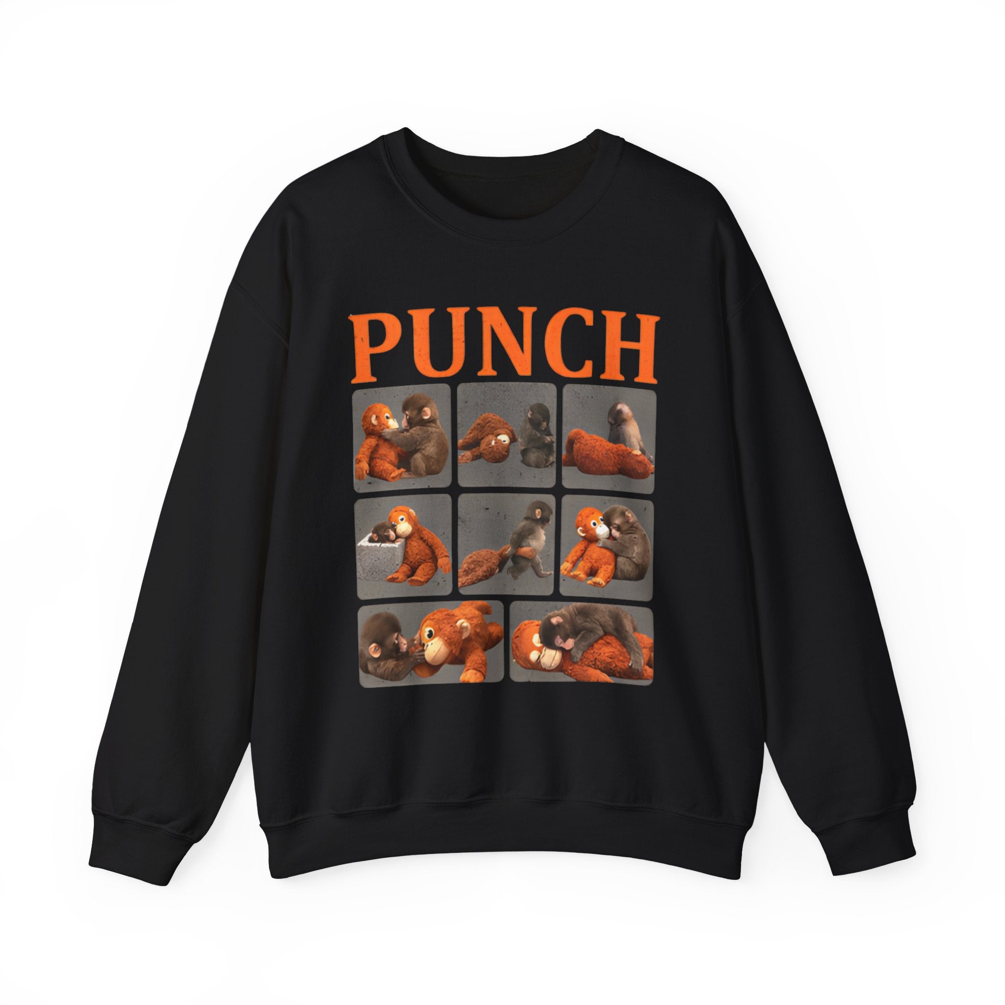 Sweatshirt — Retro 'PUNCH' Boxing Bear Photo-Grid Crewneck