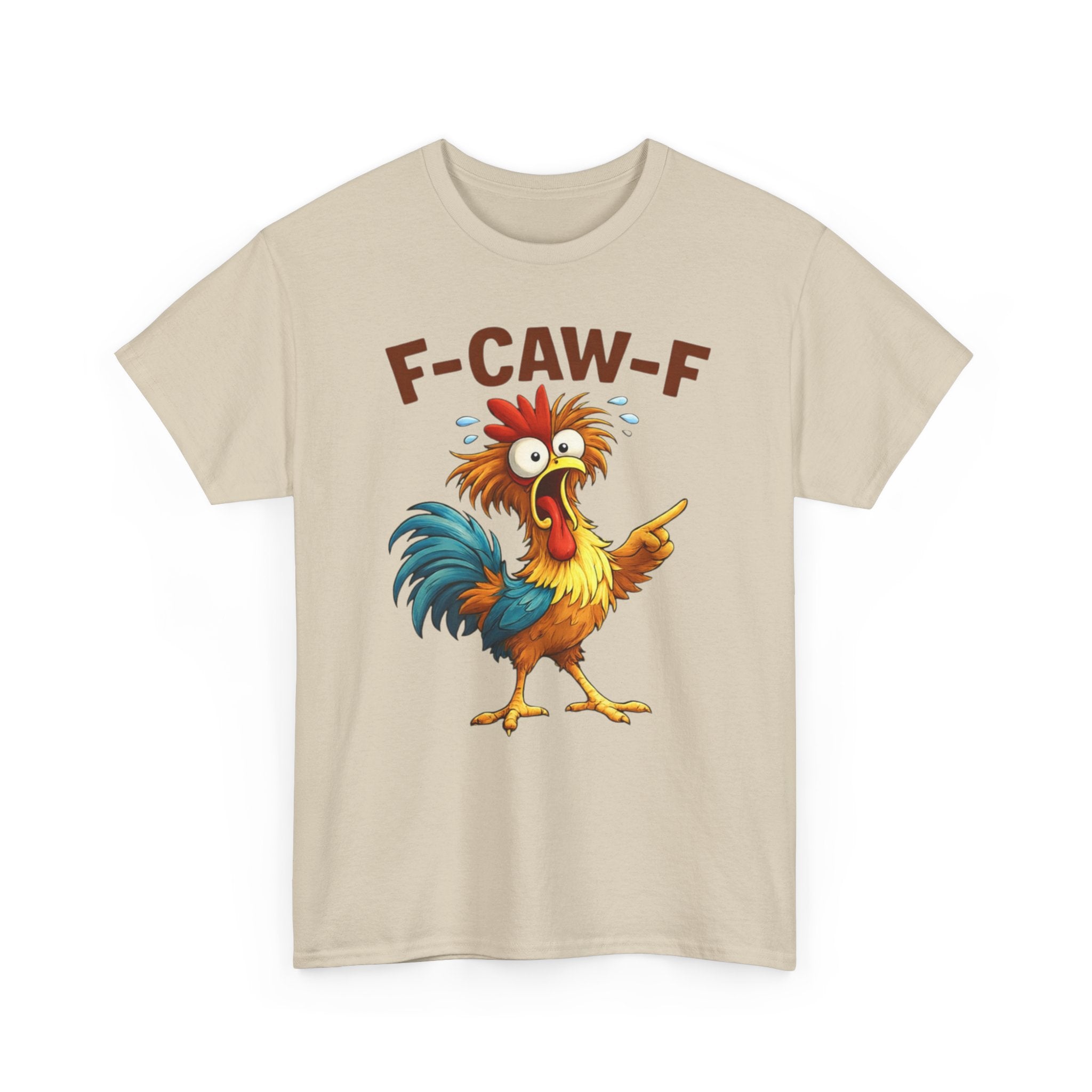 Rooster Graphic Tee — Funny 'F-CAW-F' Chicken Cartoon T-Shirt
