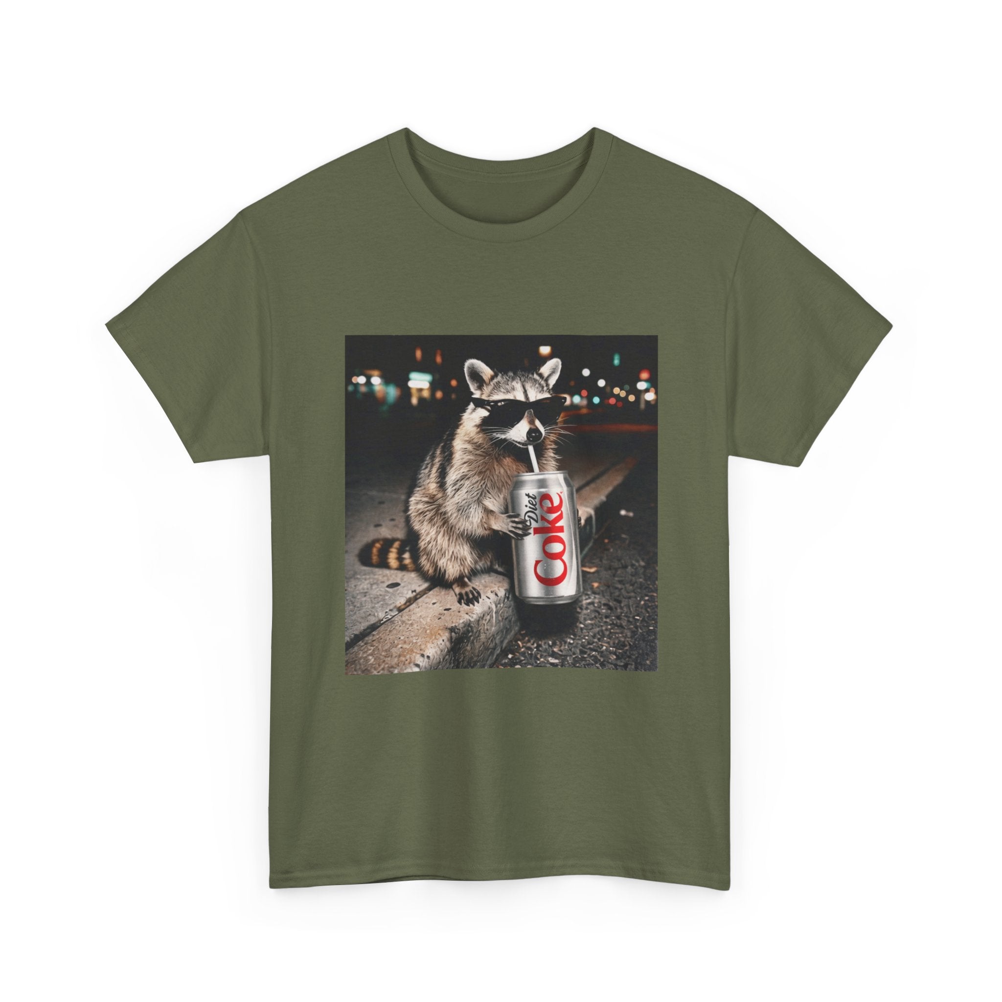 Raccoon with Diet Coke T-Shirt — Funny Night Street Animal Graphic Tee