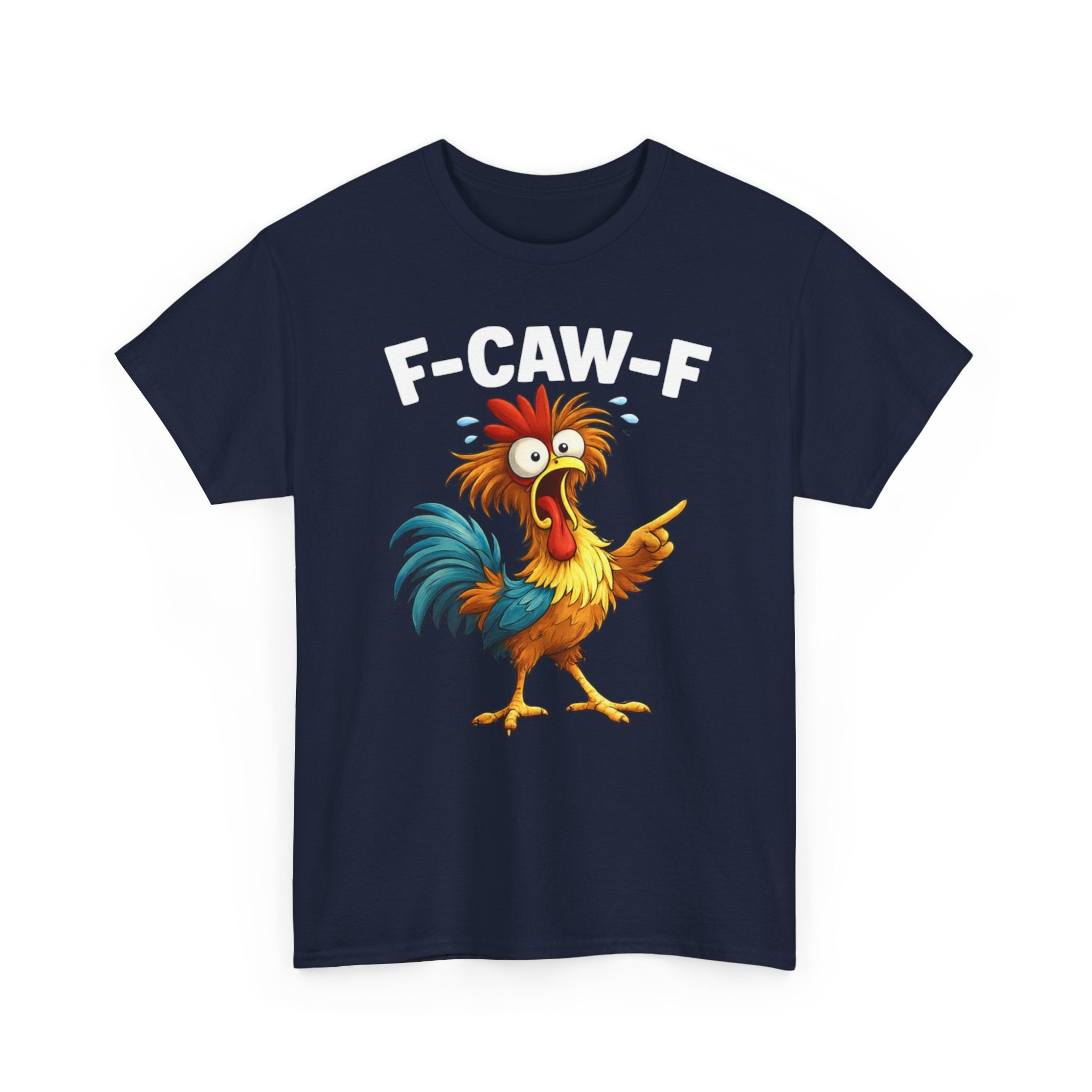 Rooster Graphic Tee — Funny 'F-CAW-F' Chicken Cartoon T-Shirt