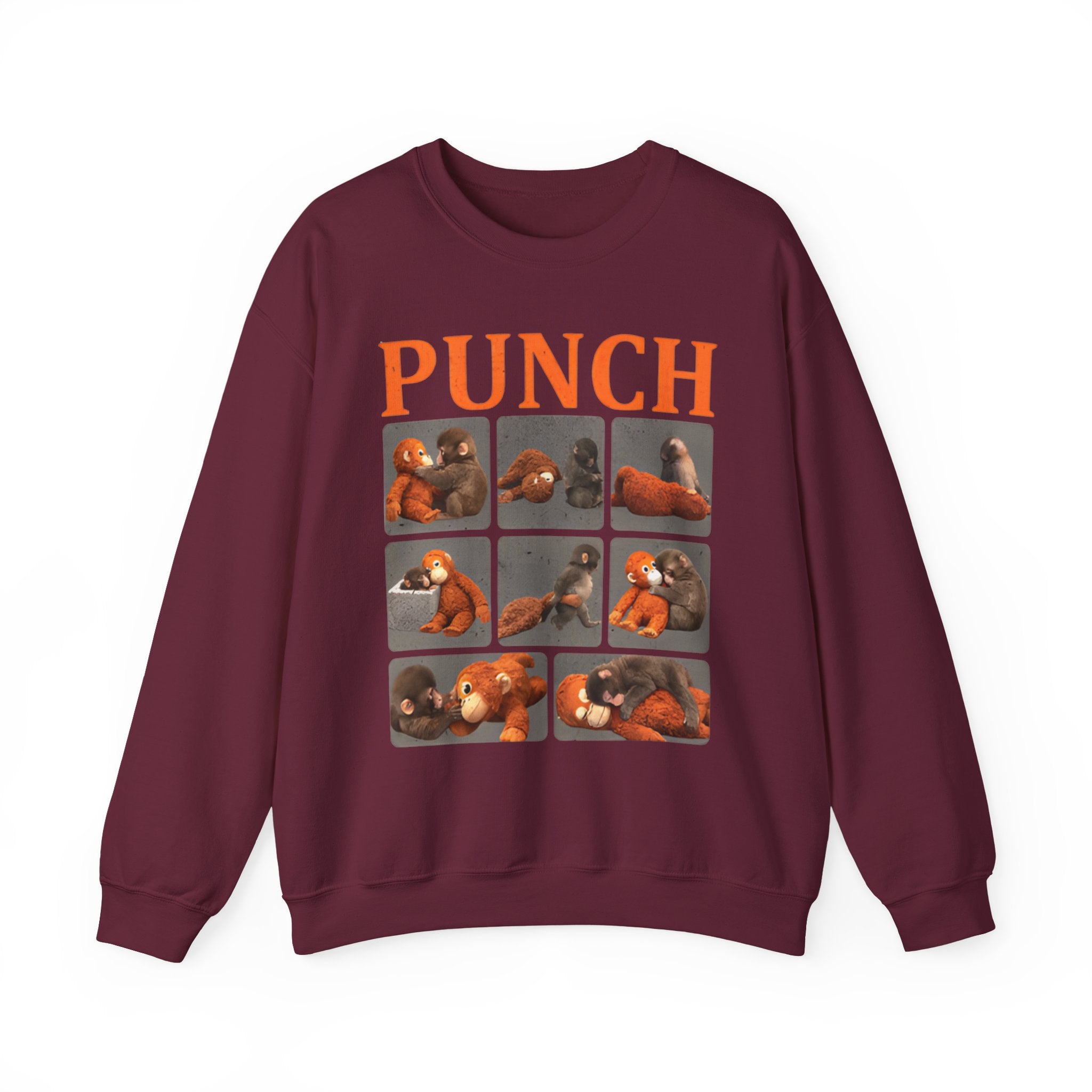 Sweatshirt — Retro 'PUNCH' Boxing Bear Photo-Grid Crewneck