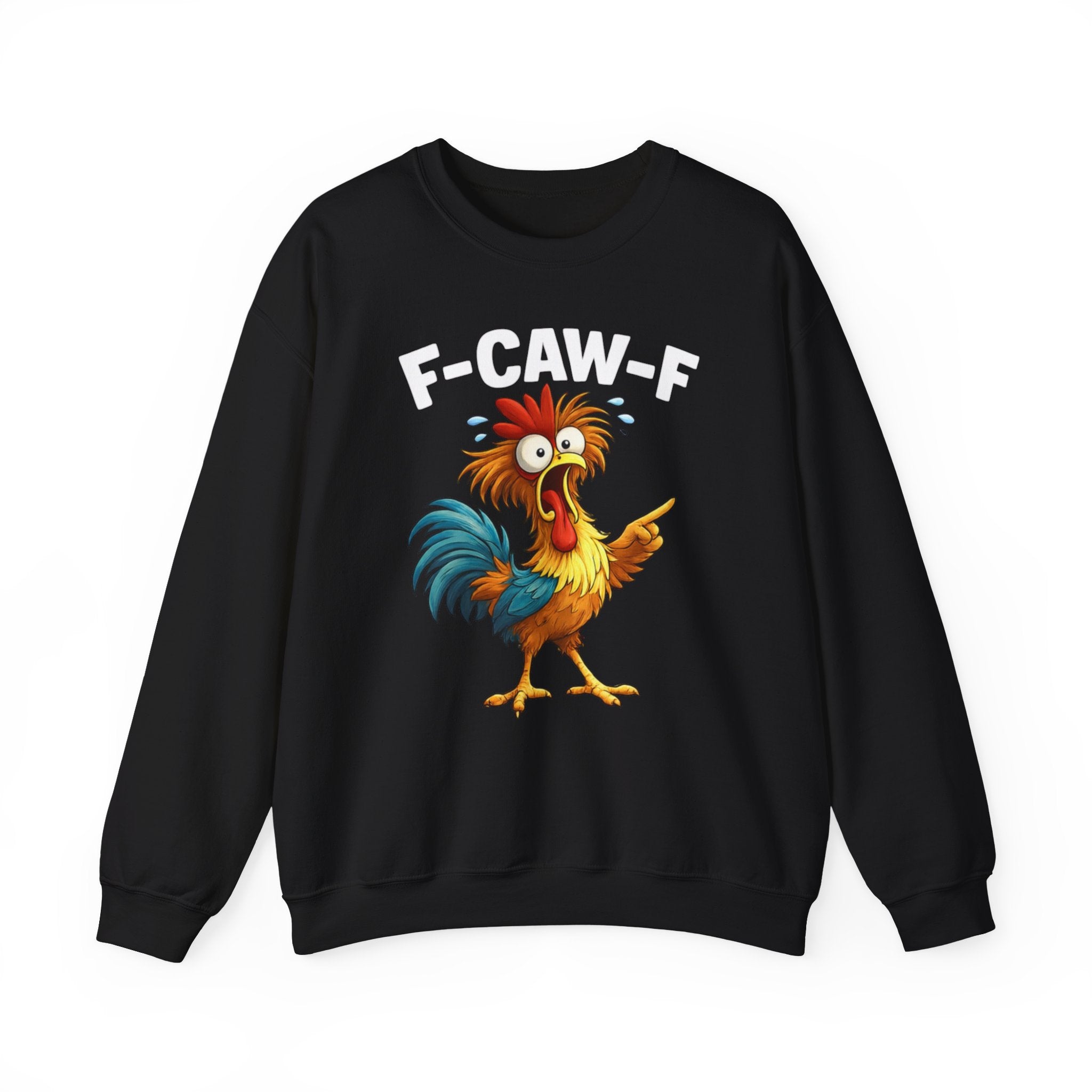 Rooster Graphic Sweatshirt - "F-CAW-F" Funny Chicken Crewneck
