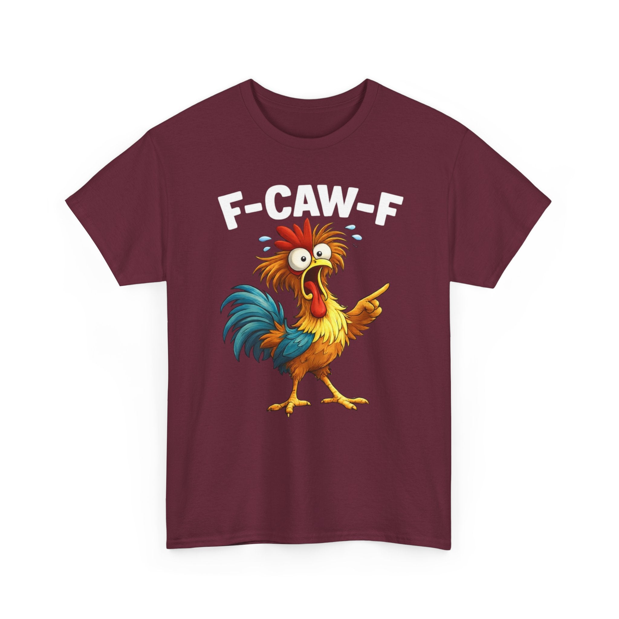 Rooster Graphic Tee — Funny 'F-CAW-F' Chicken Cartoon T-Shirt