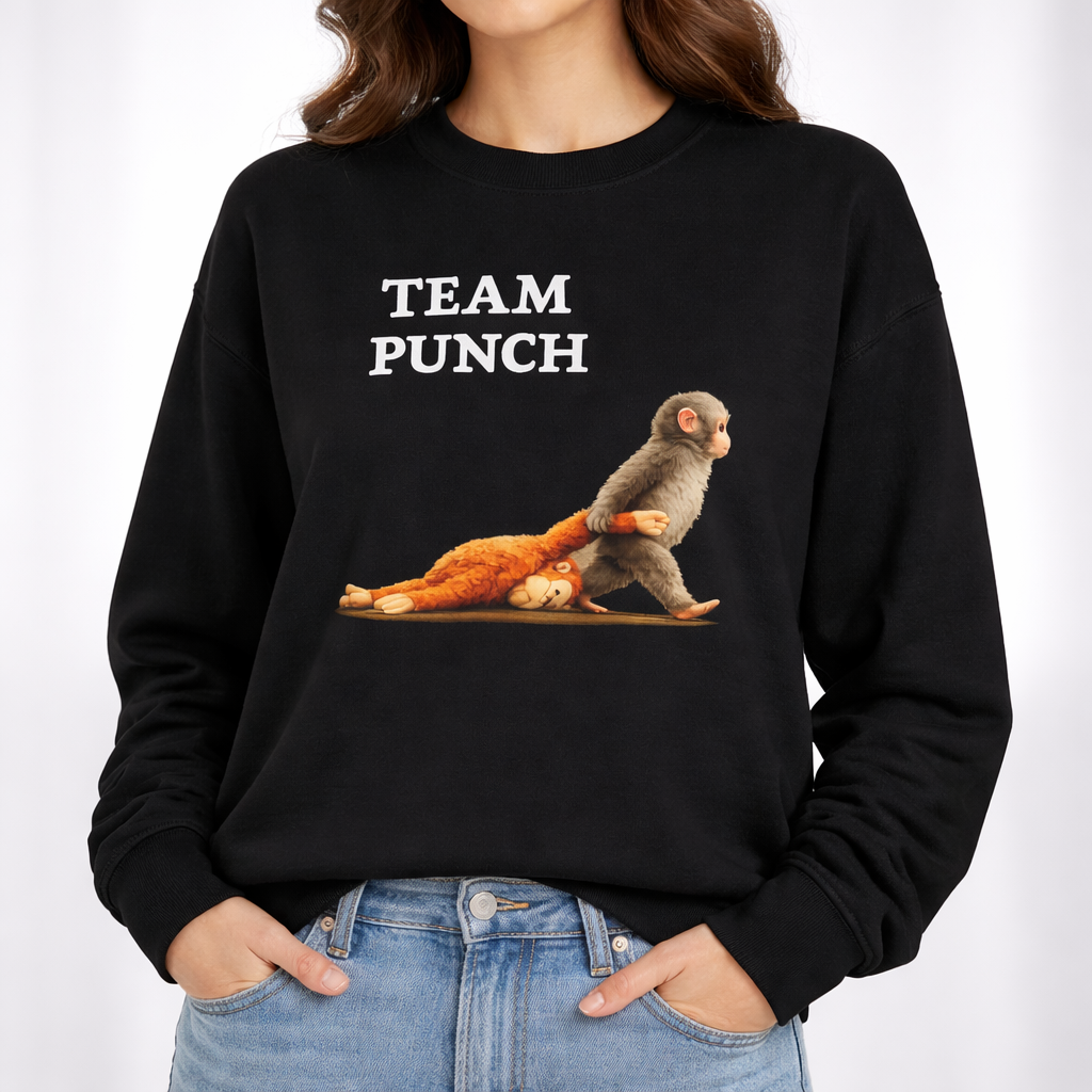 Crewneck Sweatshirt - "Team Punch" Monkey Graphic