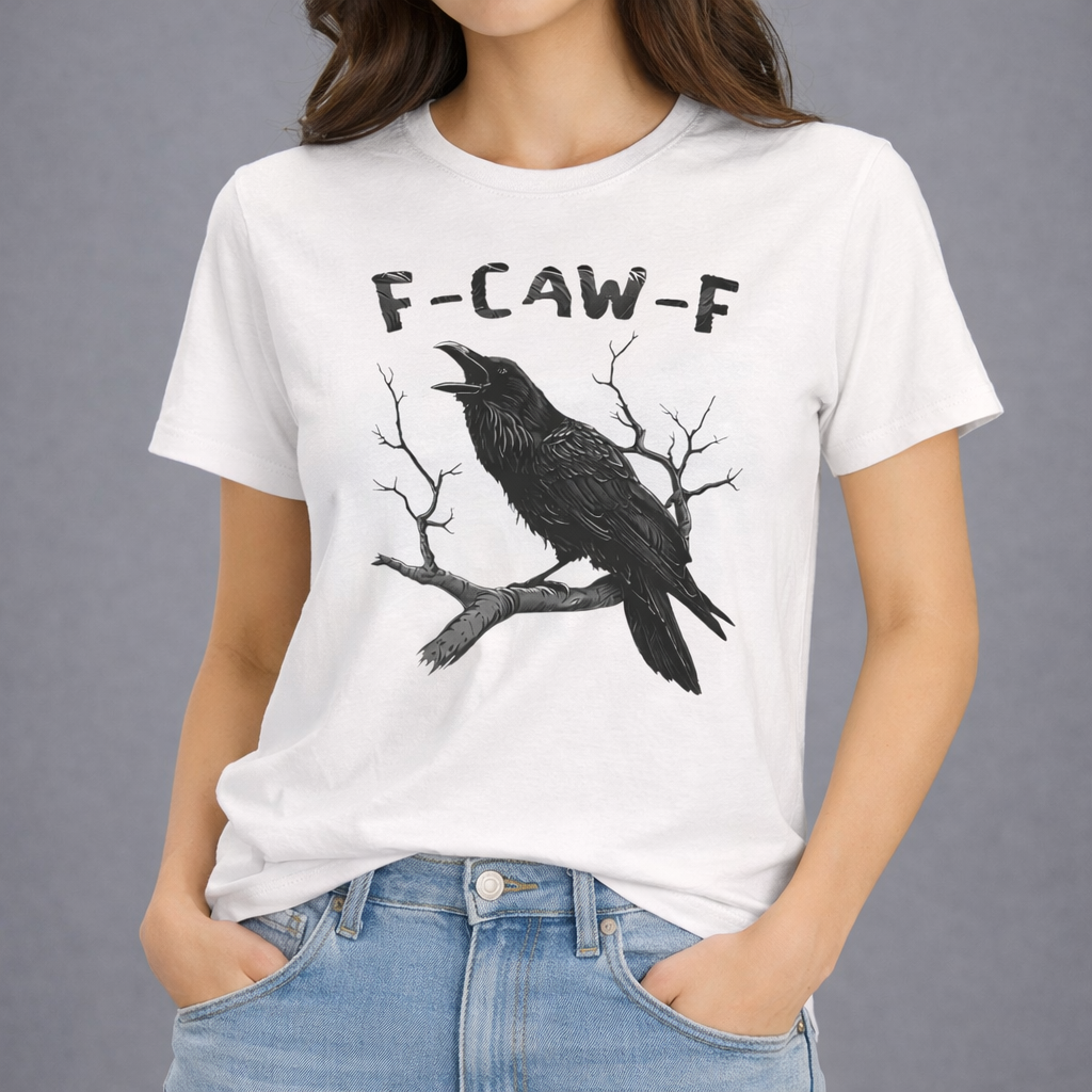 F-CAW-F Raven T-Shirt — Gothic Crow Graphic Tee