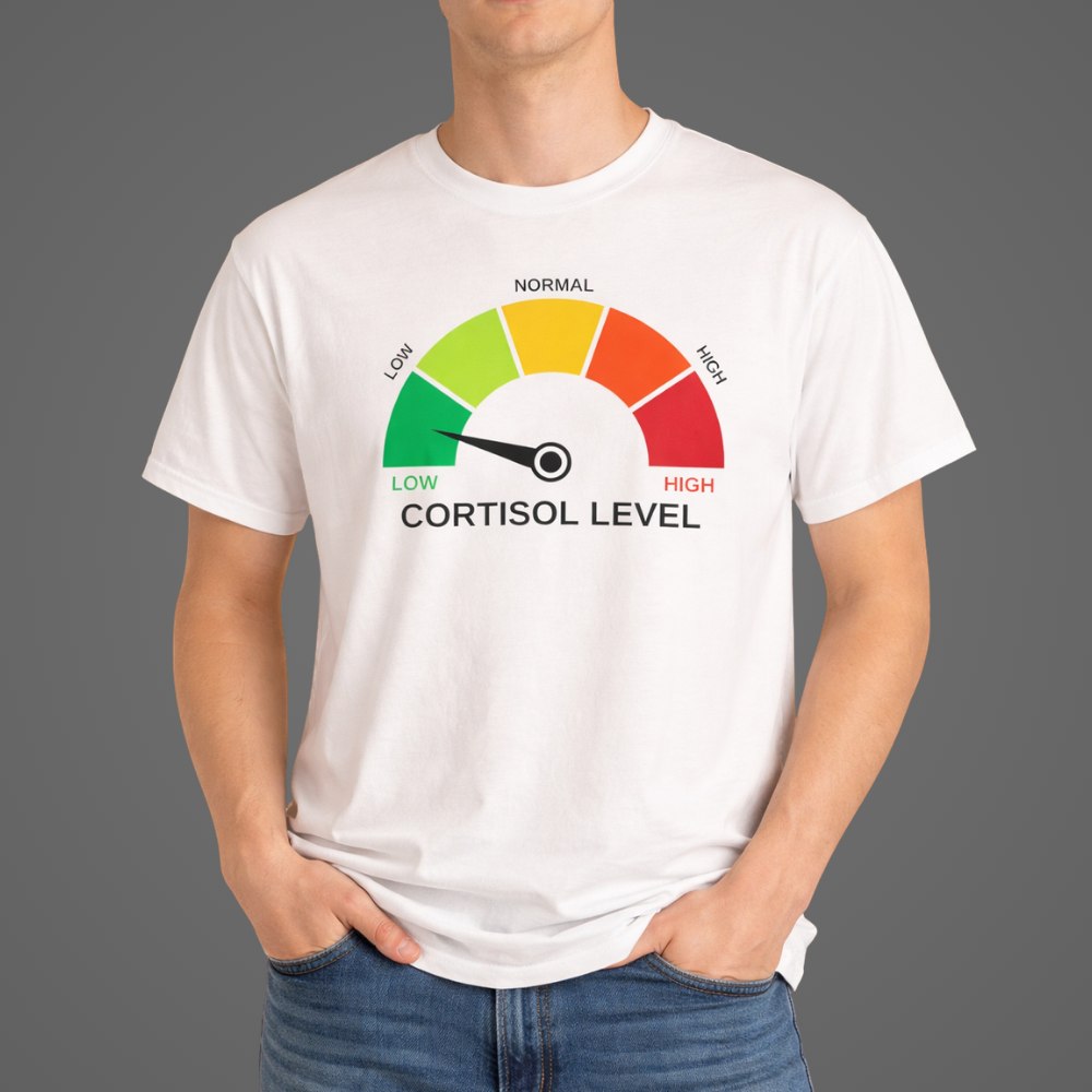 Cortisol Level Gauge T‑Shirt — Stress Meter Graphic Tee