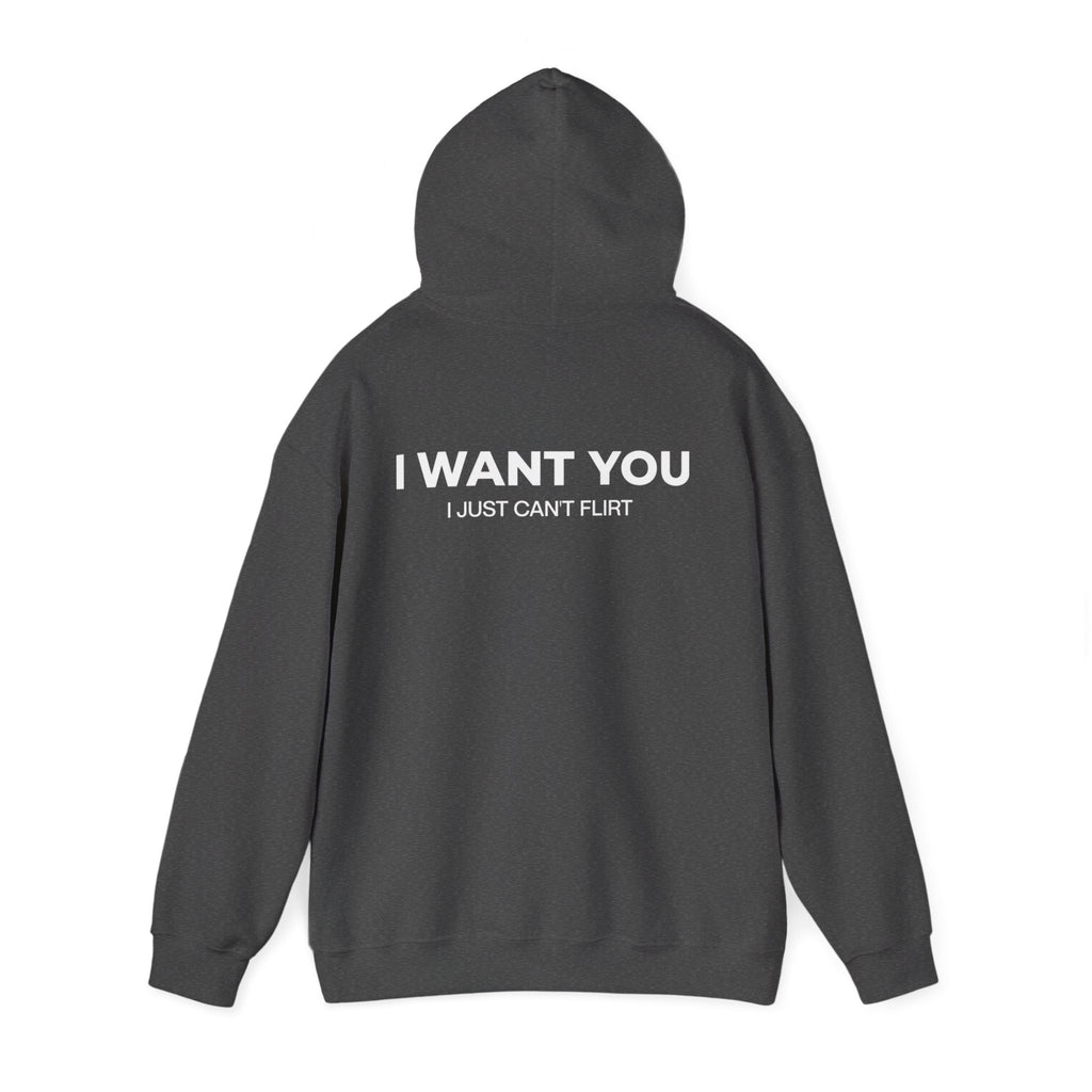 I Want You Hoodie — 'I Just Can't Flirt' Graphic Pullover