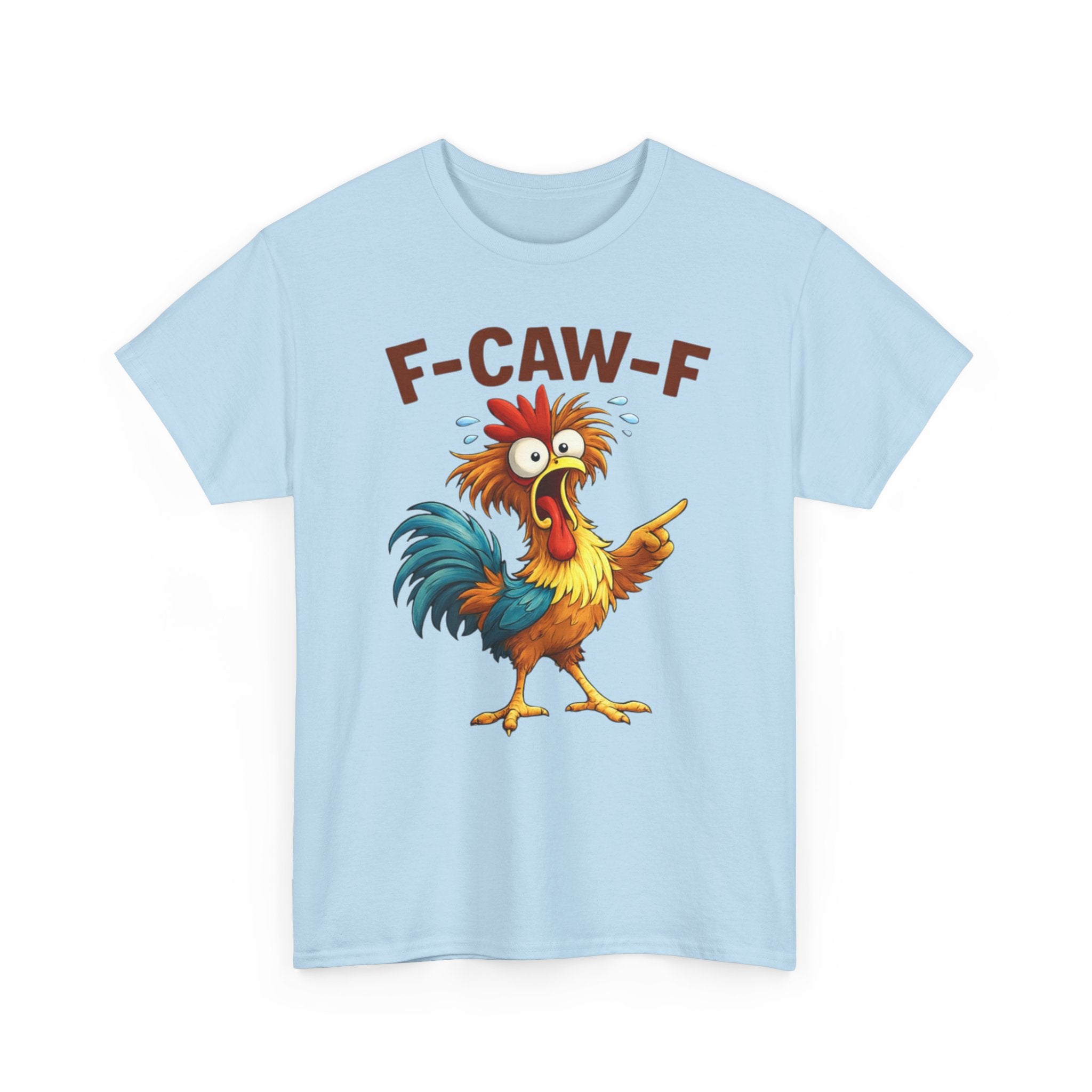 Rooster Graphic Tee — Funny 'F-CAW-F' Chicken Cartoon T-Shirt