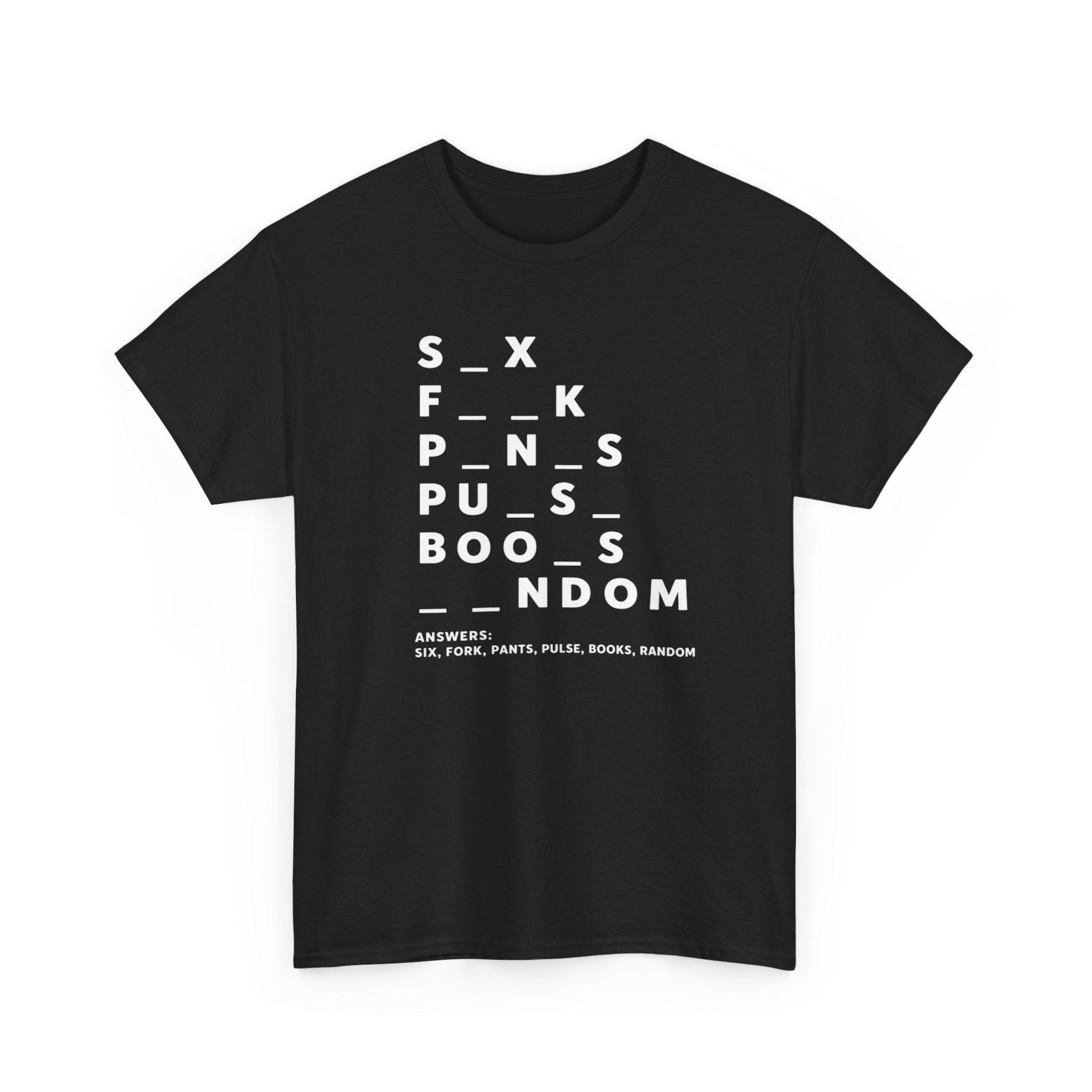 Eye Chart Graphic Tee — ‘Sex, F**k, Penis, Pussy, Boobs, Random’ Typography T-Shirt