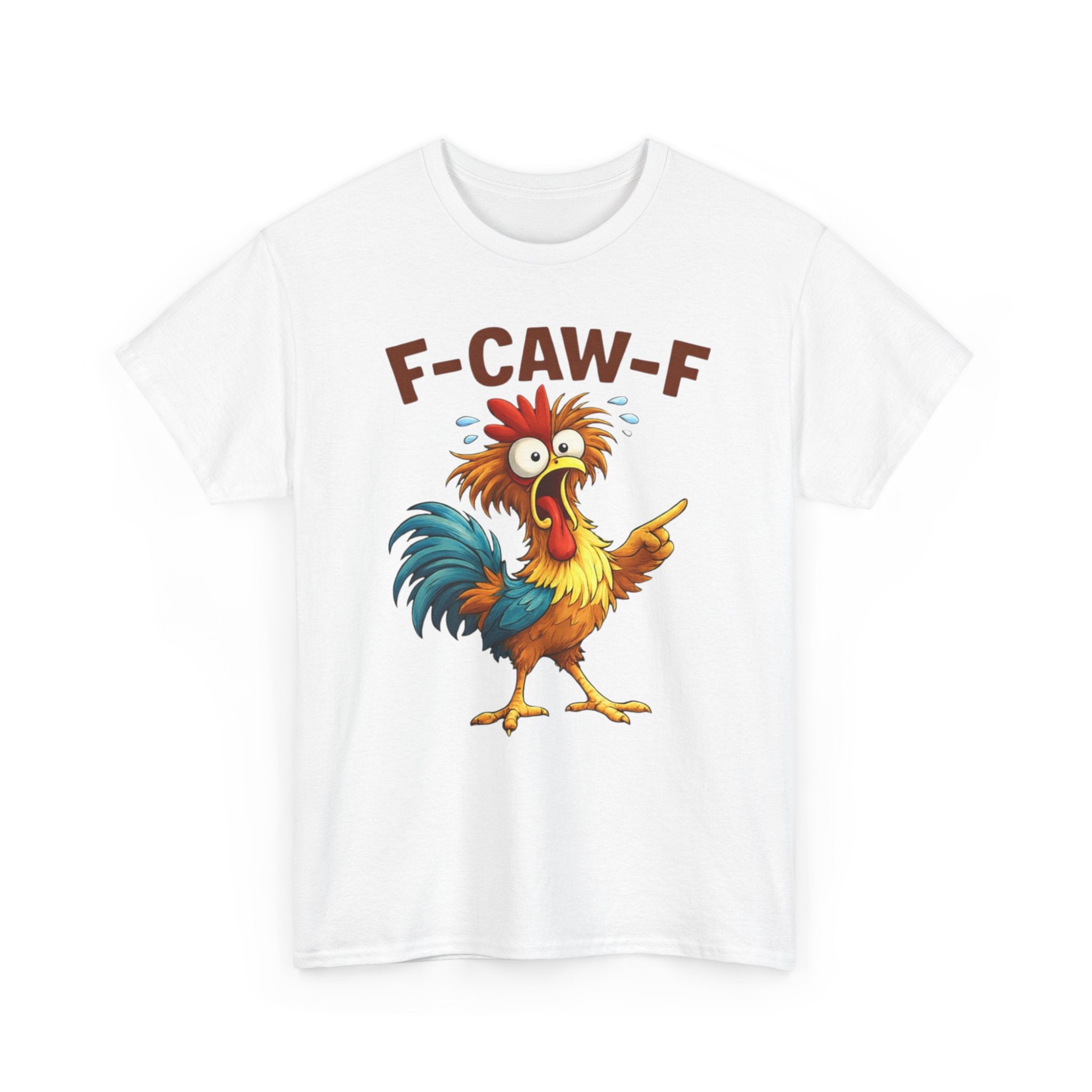 Rooster Graphic Tee — Funny 'F-CAW-F' Chicken Cartoon T-Shirt