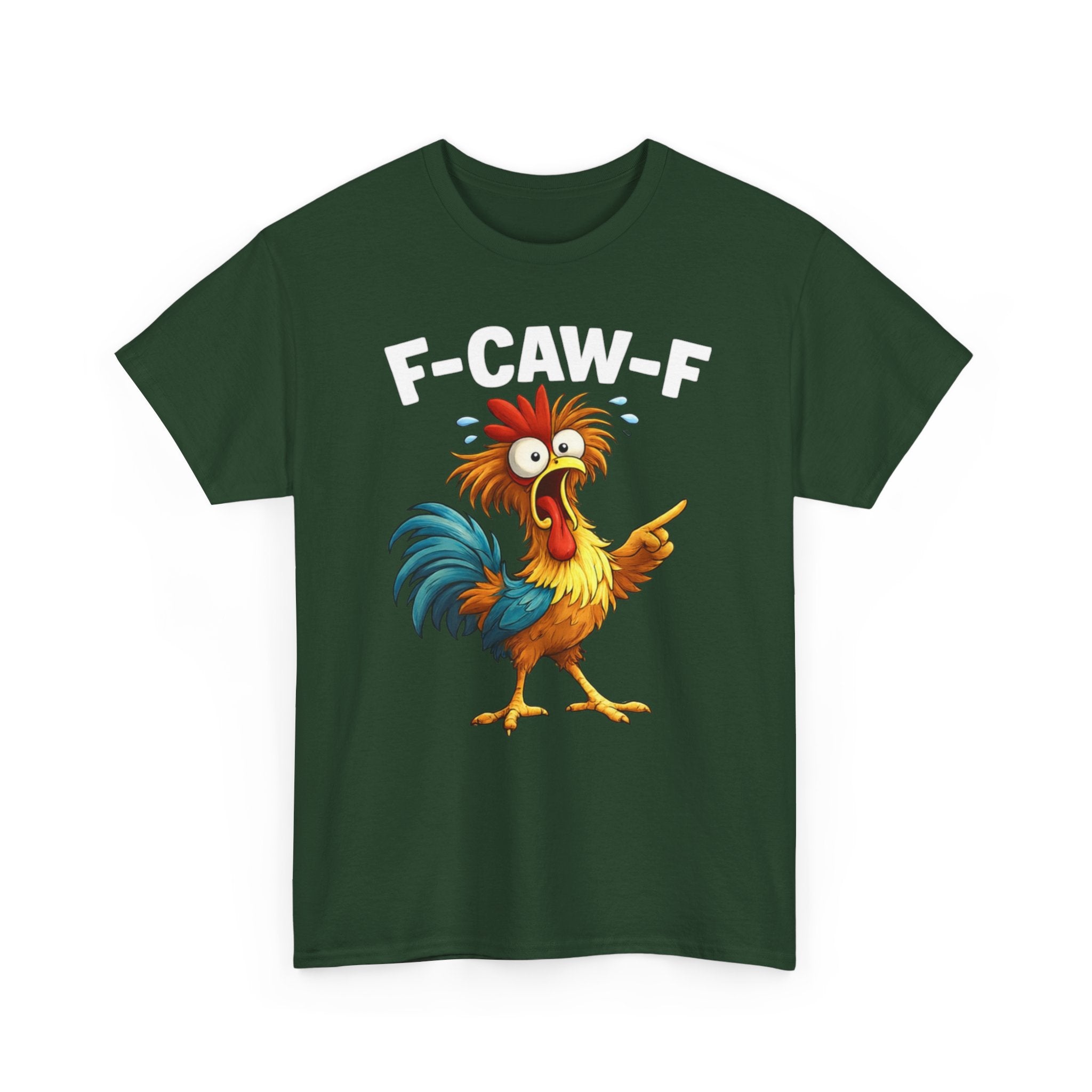 Rooster Graphic Tee — Funny 'F-CAW-F' Chicken Cartoon T-Shirt