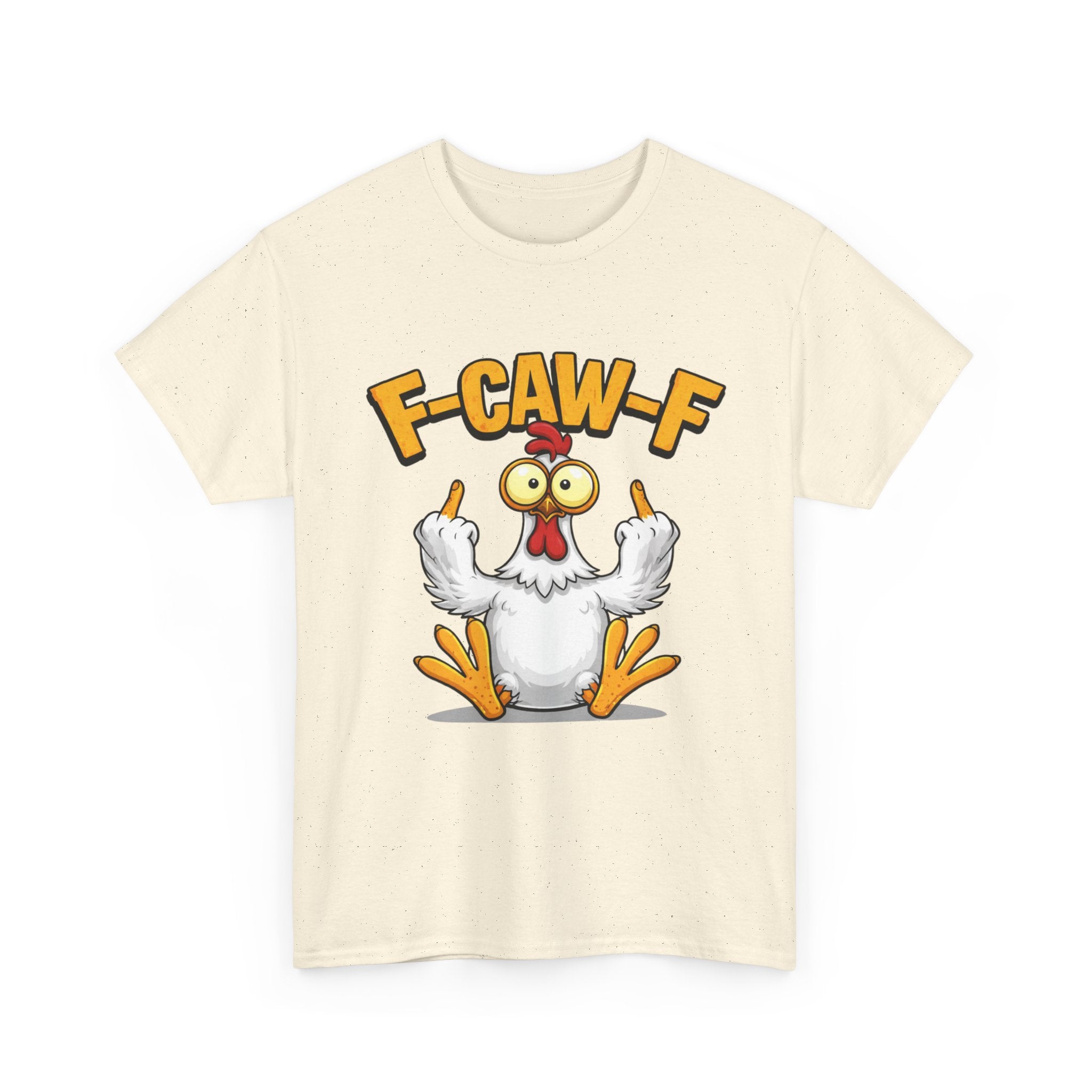 Funny Chicken T‑Shirt — "F-CAW-F" Cartoon Rooster Middle Finger Tee