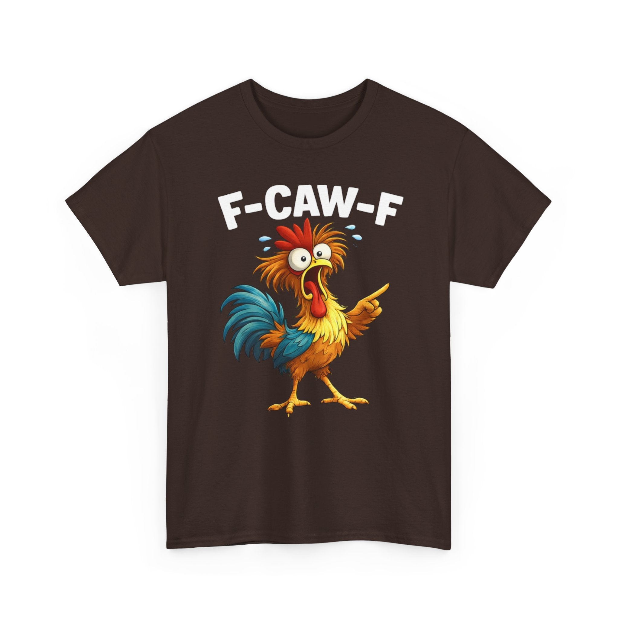 Rooster Graphic Tee — Funny 'F-CAW-F' Chicken Cartoon T-Shirt