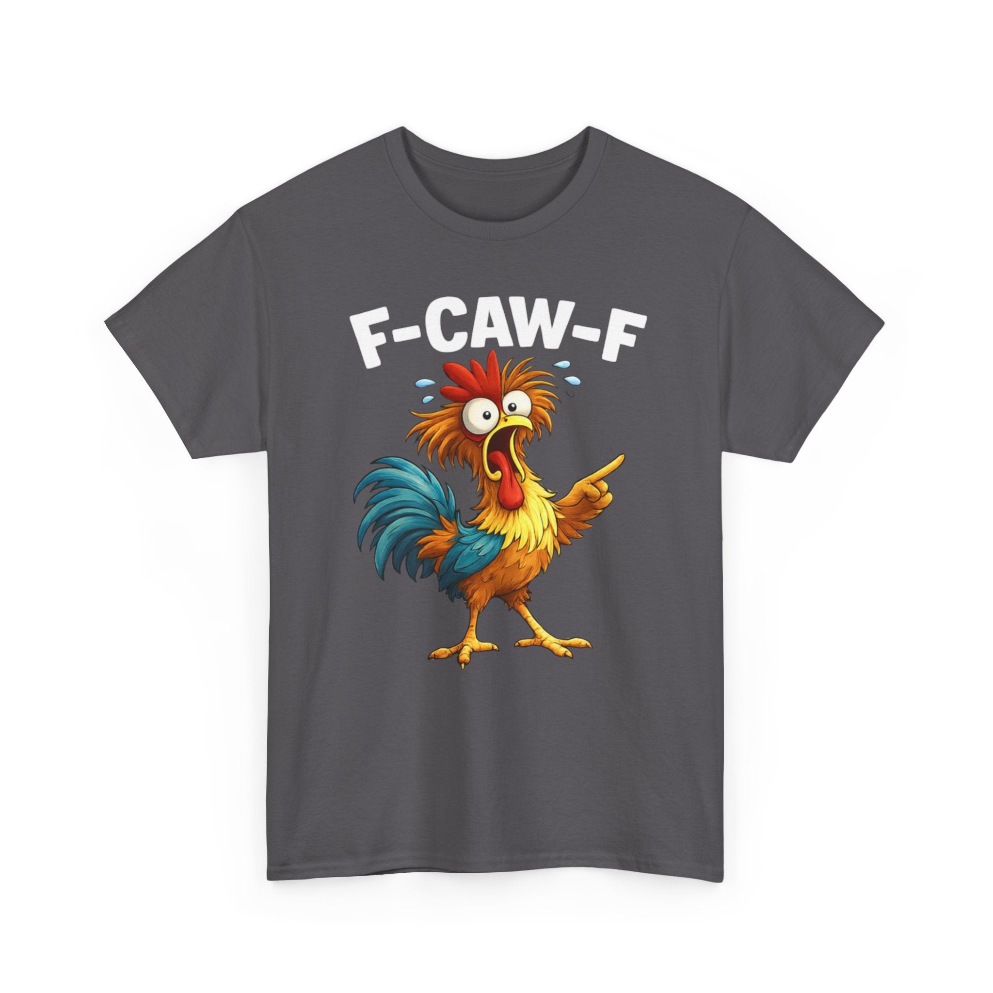 Rooster Graphic Tee — Funny 'F-CAW-F' Chicken Cartoon T-Shirt