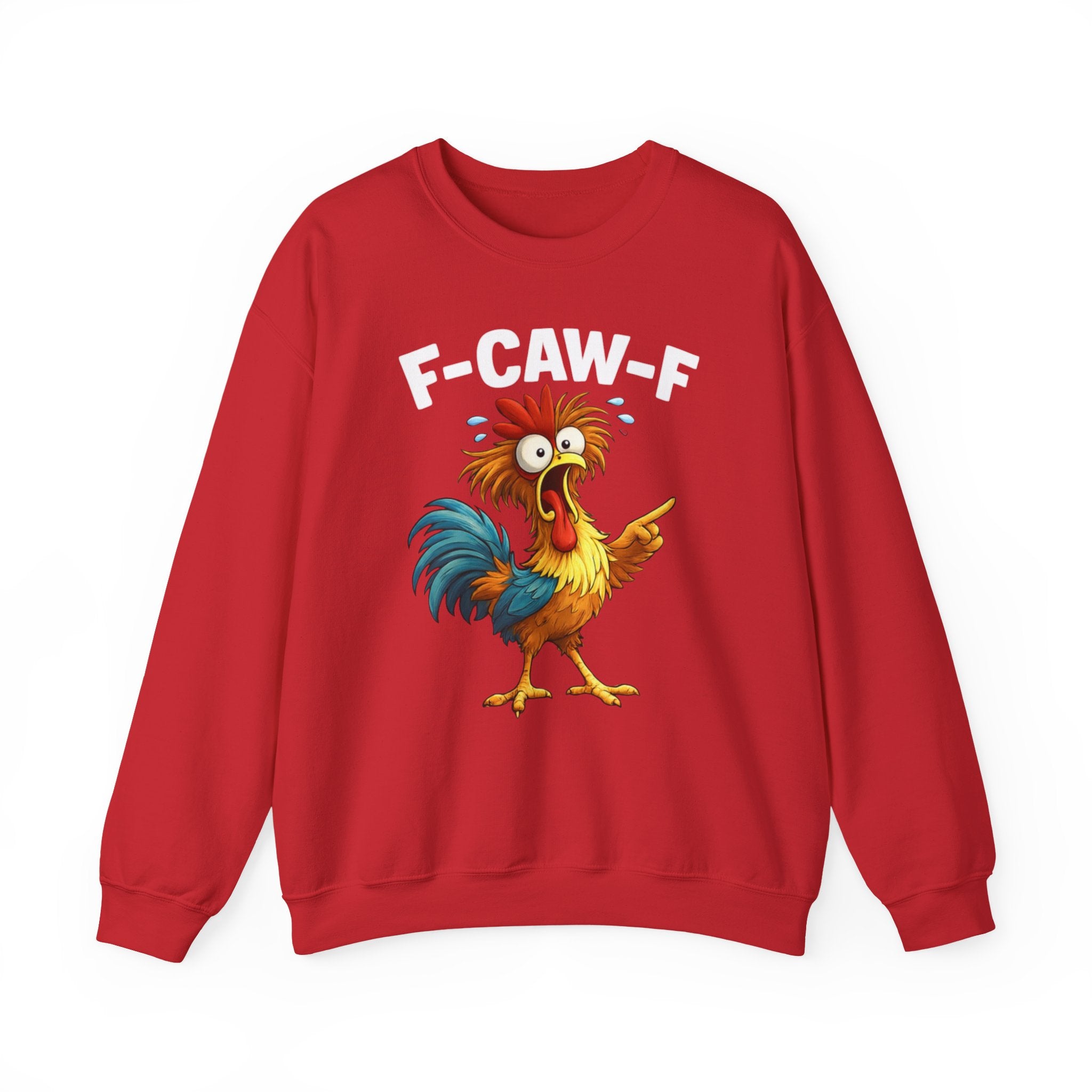 Rooster Graphic Sweatshirt - "F-CAW-F" Funny Chicken Crewneck