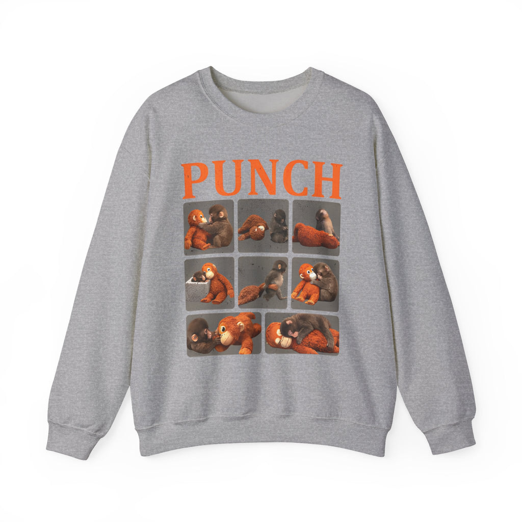 Sweatshirt — Retro 'PUNCH' Boxing Bear Photo-Grid Crewneck