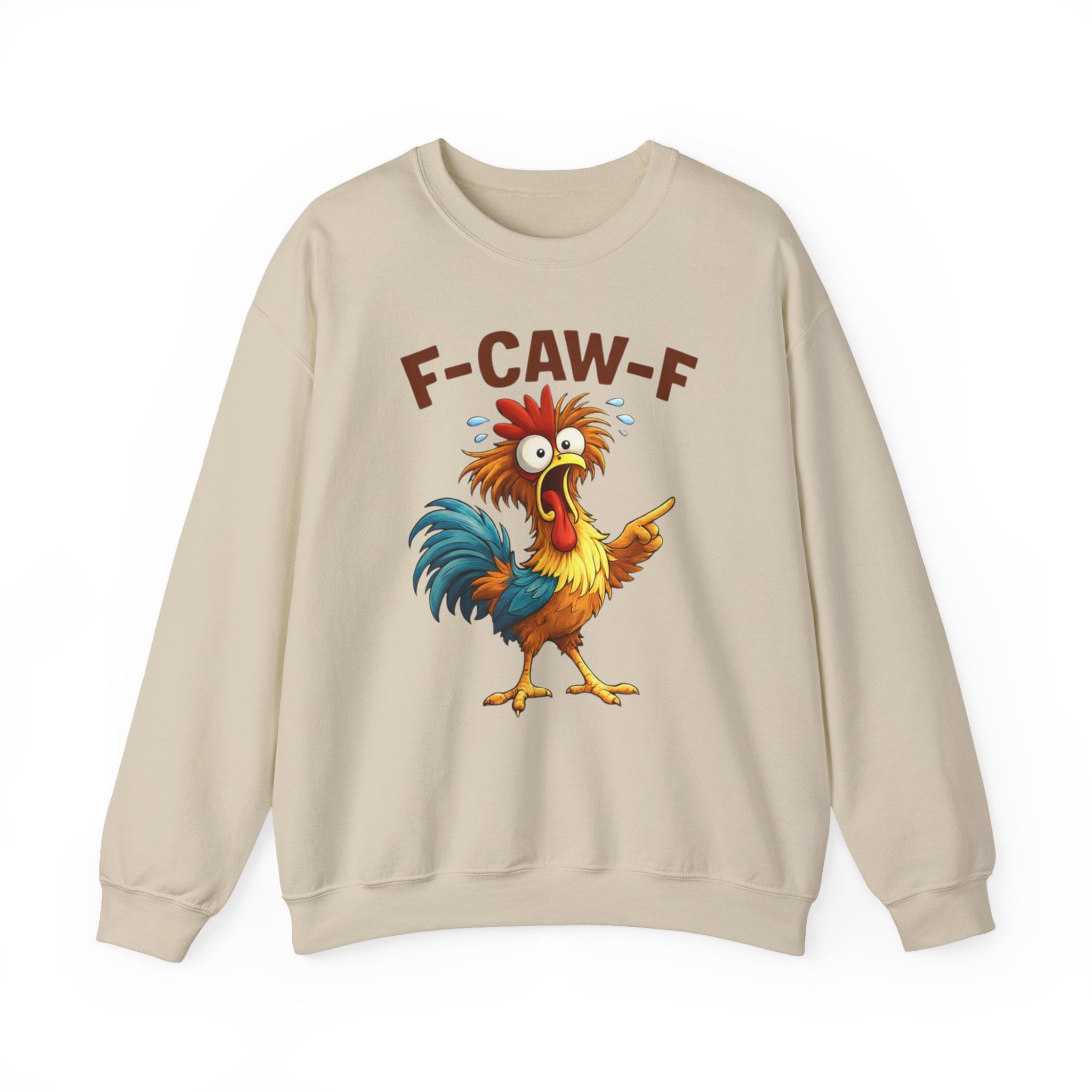 Rooster Graphic Sweatshirt - "F-CAW-F" Funny Chicken Crewneck