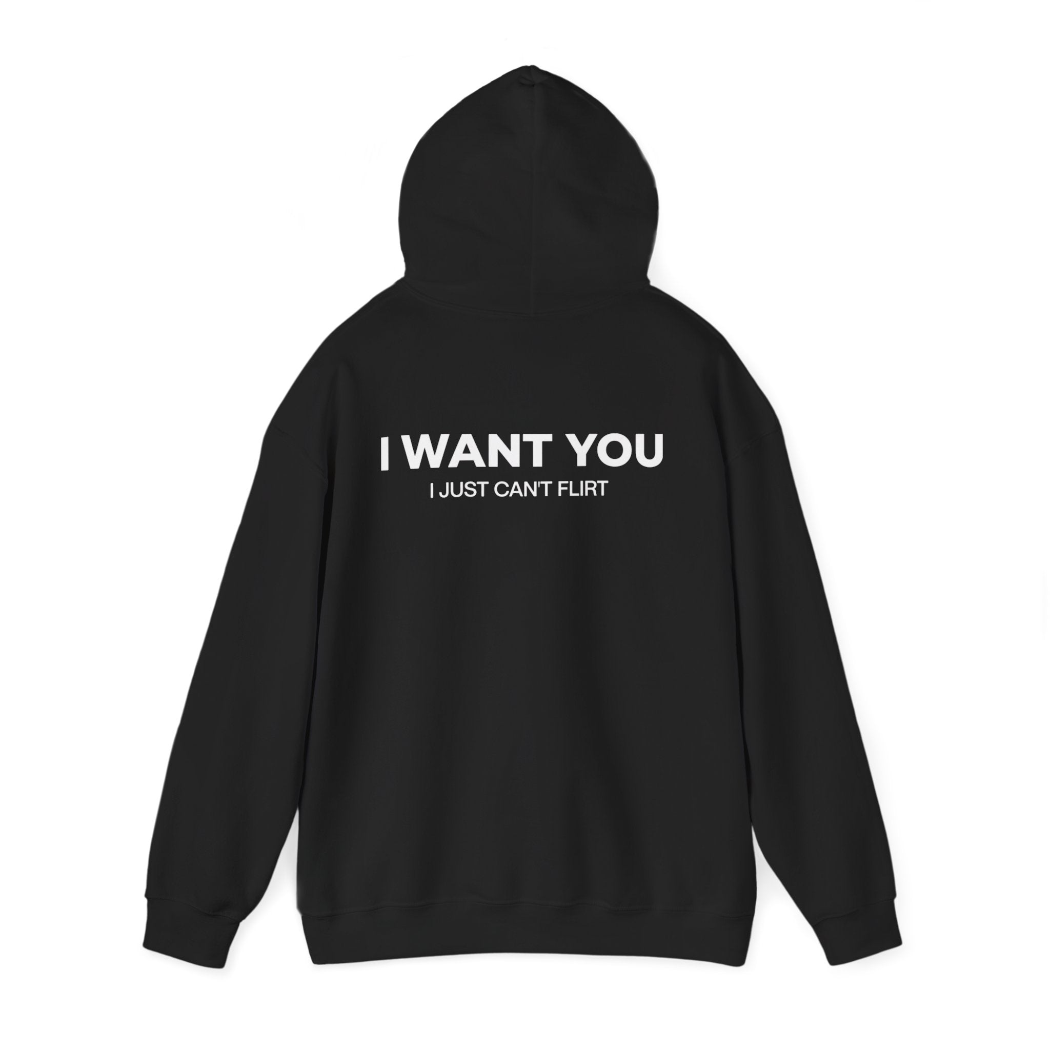 I Want You Hoodie — 'I Just Can't Flirt' Graphic Pullover