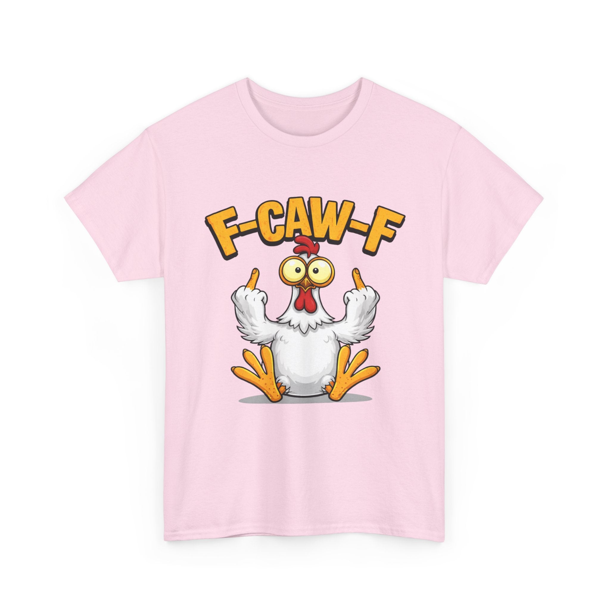 Funny Chicken T‑Shirt — "F-CAW-F" Cartoon Rooster Middle Finger Tee