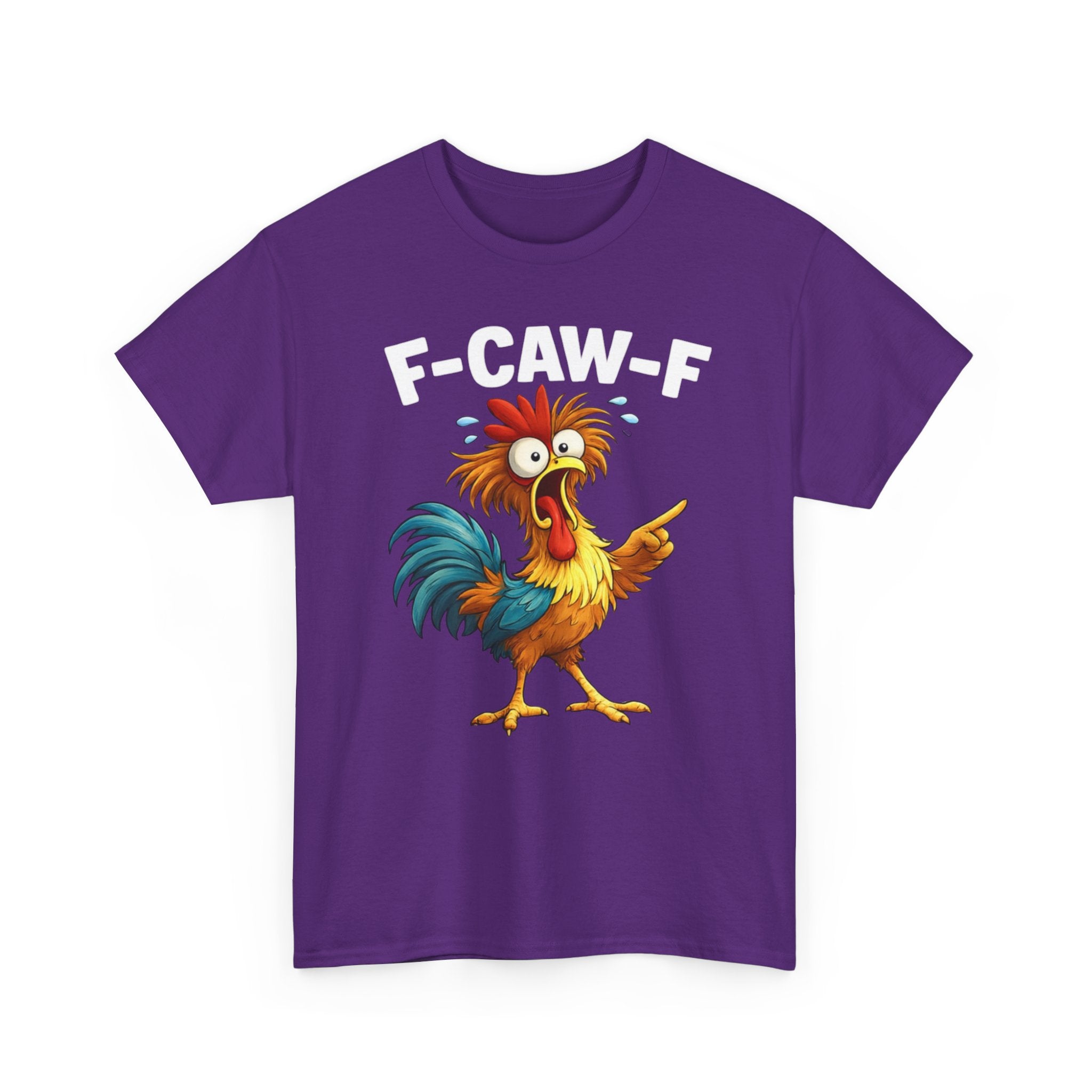 Rooster Graphic Tee — Funny 'F-CAW-F' Chicken Cartoon T-Shirt